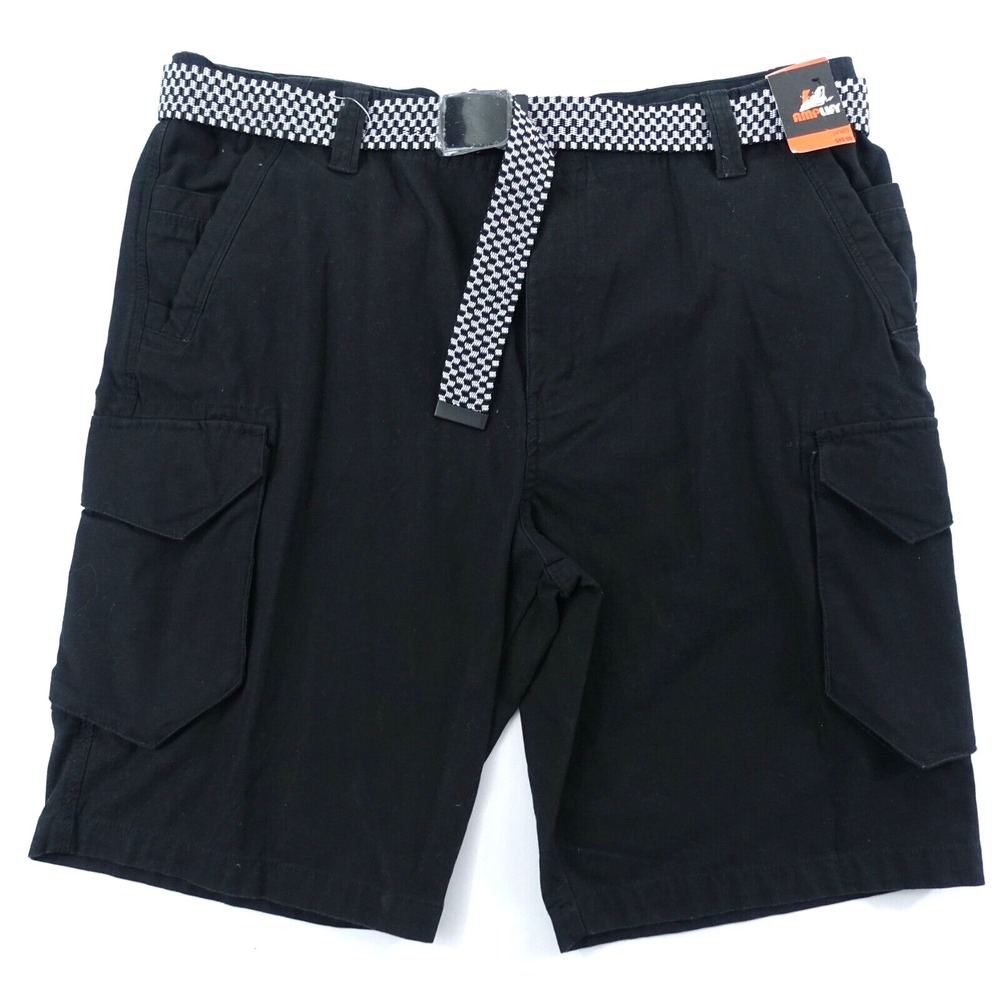 Amplify Wooster Cargo Shorts Men 34 Belted Pockets Cotton Black